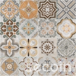ENCAUSTIC POTTERY TILE MIX GFX 3466